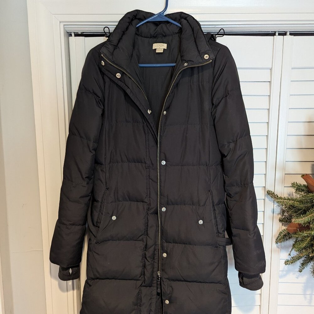 J Crew Long belted puffer jacket - XS